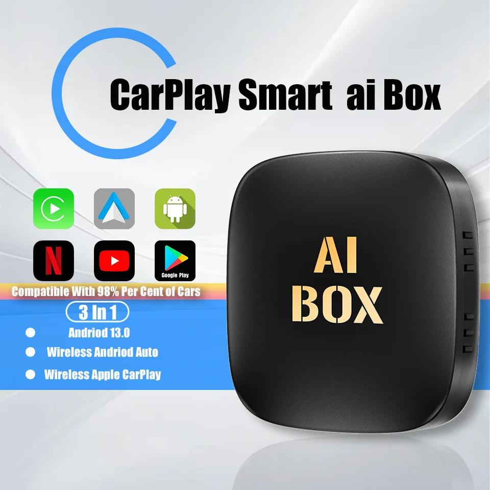 New CarPlay ai Box Android 13 Android Auto Wireless CarPlay 3-in-1 AI TV Box 2+16G 2+32G Built-in Netflix YouTube Play Store