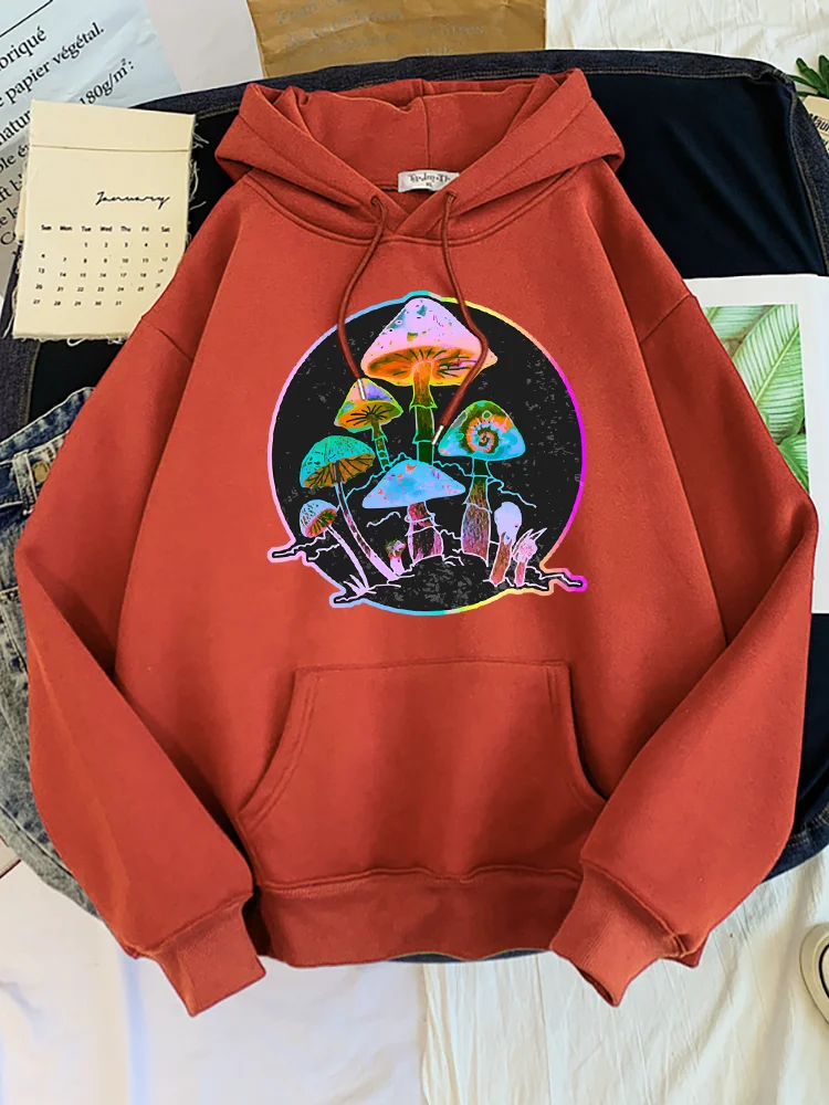 Tuin Van Shrooms Kleurrijke Neon Stijl Mode Straat Prints Hooded Vrouwelijke Mode Kleding Oversized Kleding Losse Vrouwen Hoody