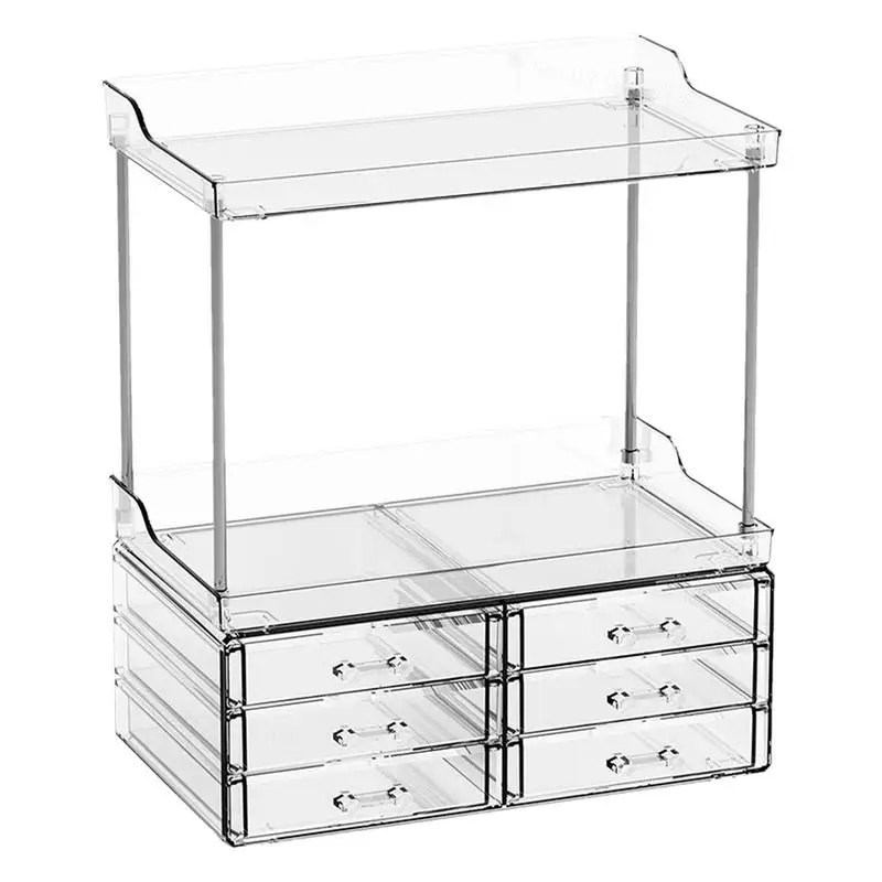 

Bathroom Countertop Organizer 2-Tier Skincare Organizer Shelf With Drawers Multi-Purpose Beauty Holder Toiletry Organizer For