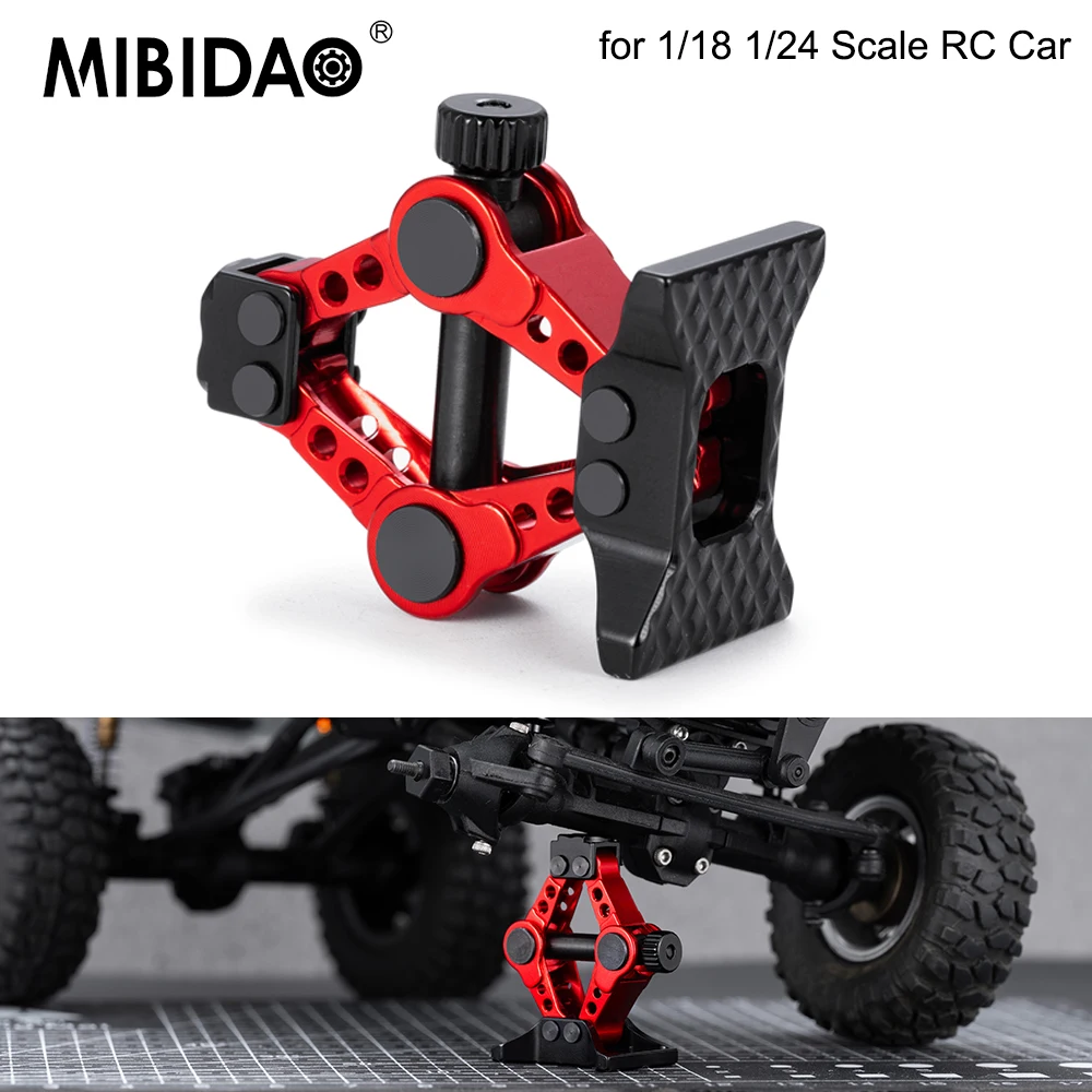 MIBIDAO Simulation Metal Height Adjustable Lift Stands Repairing Tool for TRX-4M FMS Axial SCX24 1/18 1/24 RC Car Accessories