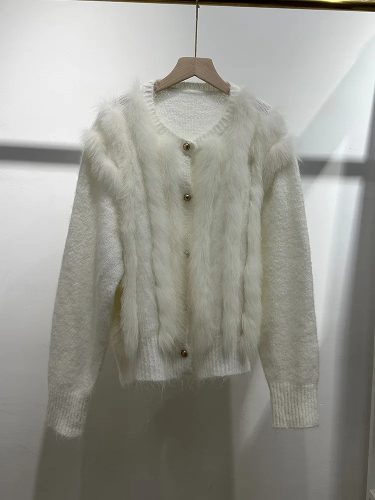 2026 Women Spring Autumn Cardigan Natural Real Fox Fur Knitted Oversize Coat Fox Fur Lady's Sweater - view 2