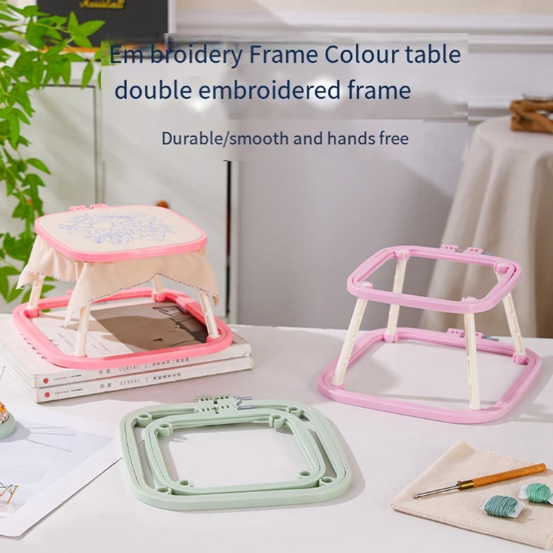 Double Layer ABS Embroidery Stand Hoop Desktop Handmade Craft Frames For Poking, French Embroidery