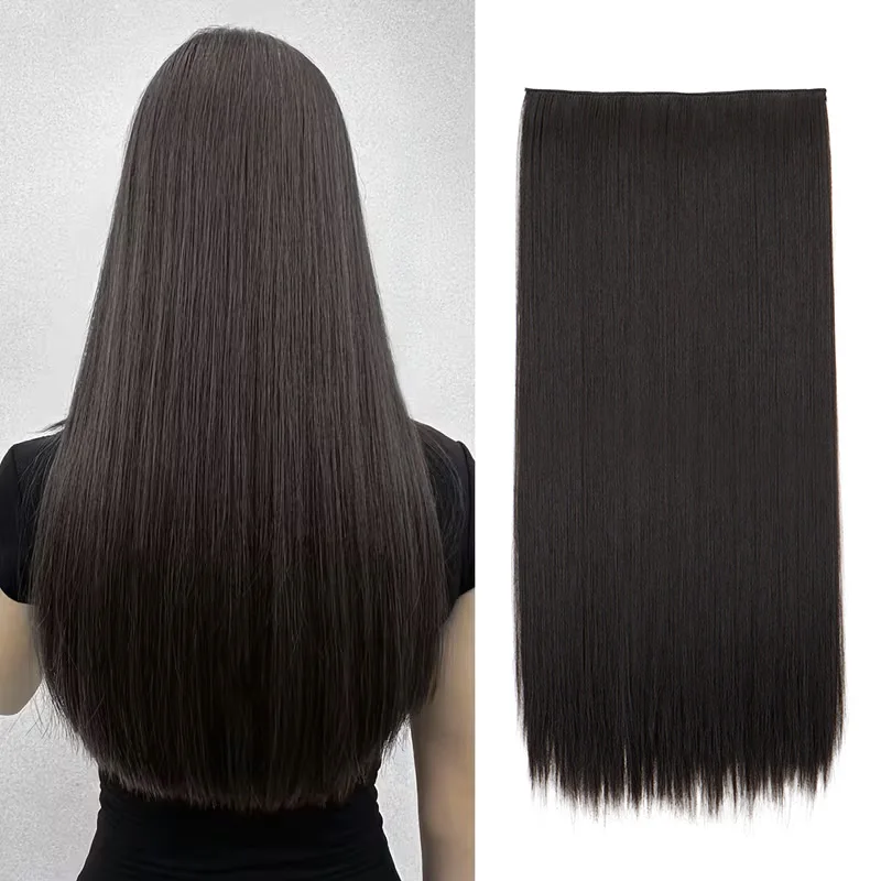 

Synthetic Long Straight Hair Extension One Piece Clip-In Heat-Resistant Black Brown Natural Invisible Hairpiece for Women