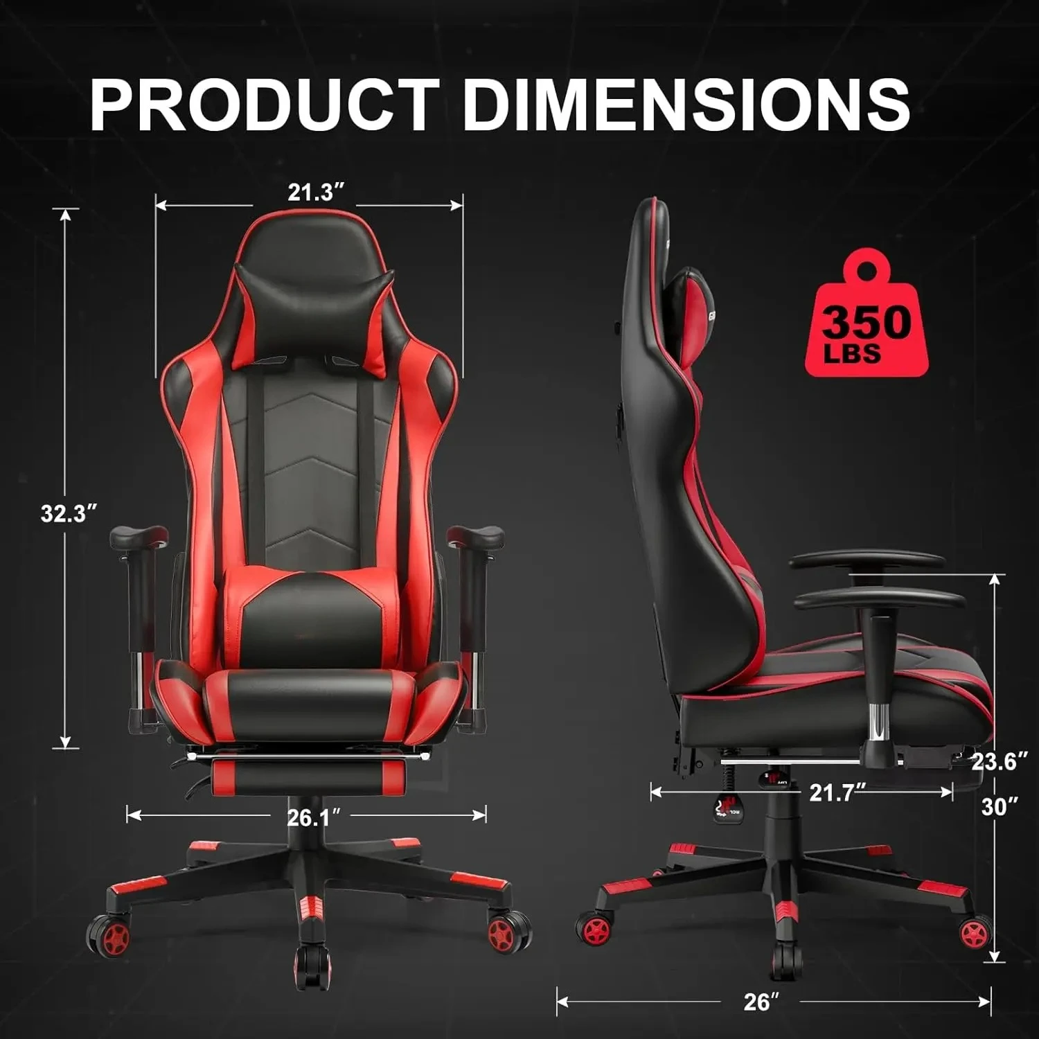 Gaming Chair With Footrest, High Ba Computer Chair Ergonomic Game Desk Chair Racing Executive Adjustable Swivel Rocker With