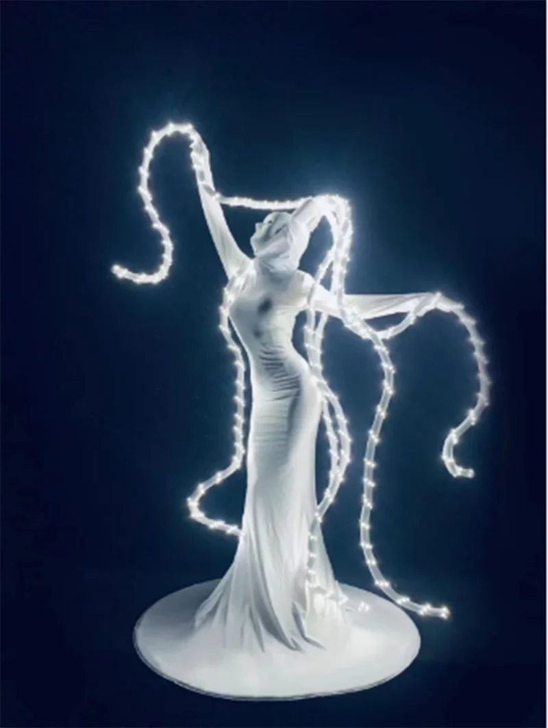 Bar nocny GOGO pokaż biały LED ośmiornica kostium LED luminous spódnica impreza z okazji Halloween sukienka cosplay