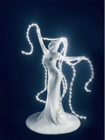 Bar nightclub GOGO show white LED octopus costume LED luminous skirt Halloween party cosplay dress