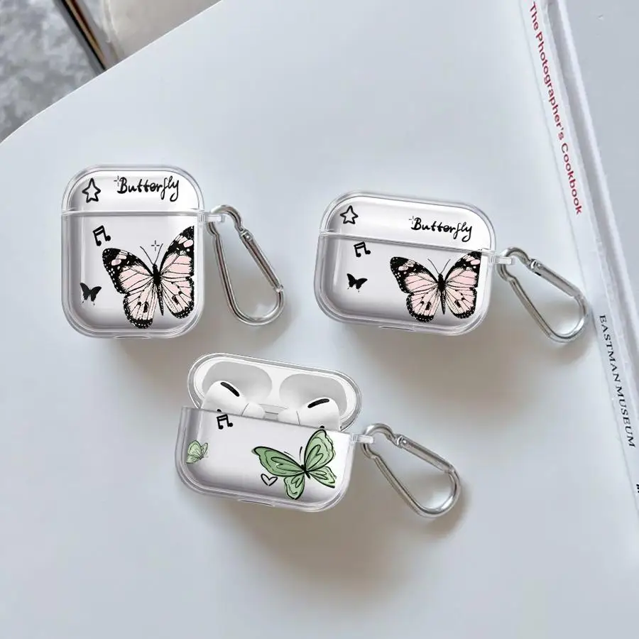 

Cartoon Butterfly Clear Earphone Cases Cover Case For Airpods 1 3 4 Pro2 2 Pro3 Pro