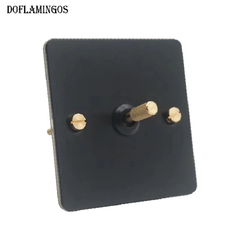 

Europe U.K. Black Industrial Style Light Luxury Retro Copper Hand Dialing Metal Panel 86 Type Lever Switch Surface