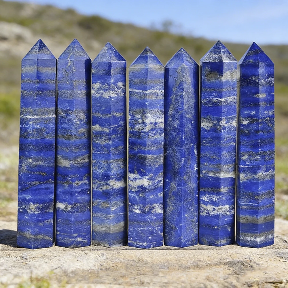 8-15cm Natural Lapis Lazuli Obelisk Crystals Wand Polished Reiki Healing Stone for Meditation Home Decor Gift