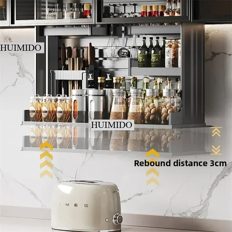 Electric Smart Storage Basket for Condiments Simple Storage Cabinet Basket Vertical Lift Pull-out Basket for Kitchen Cabinets P