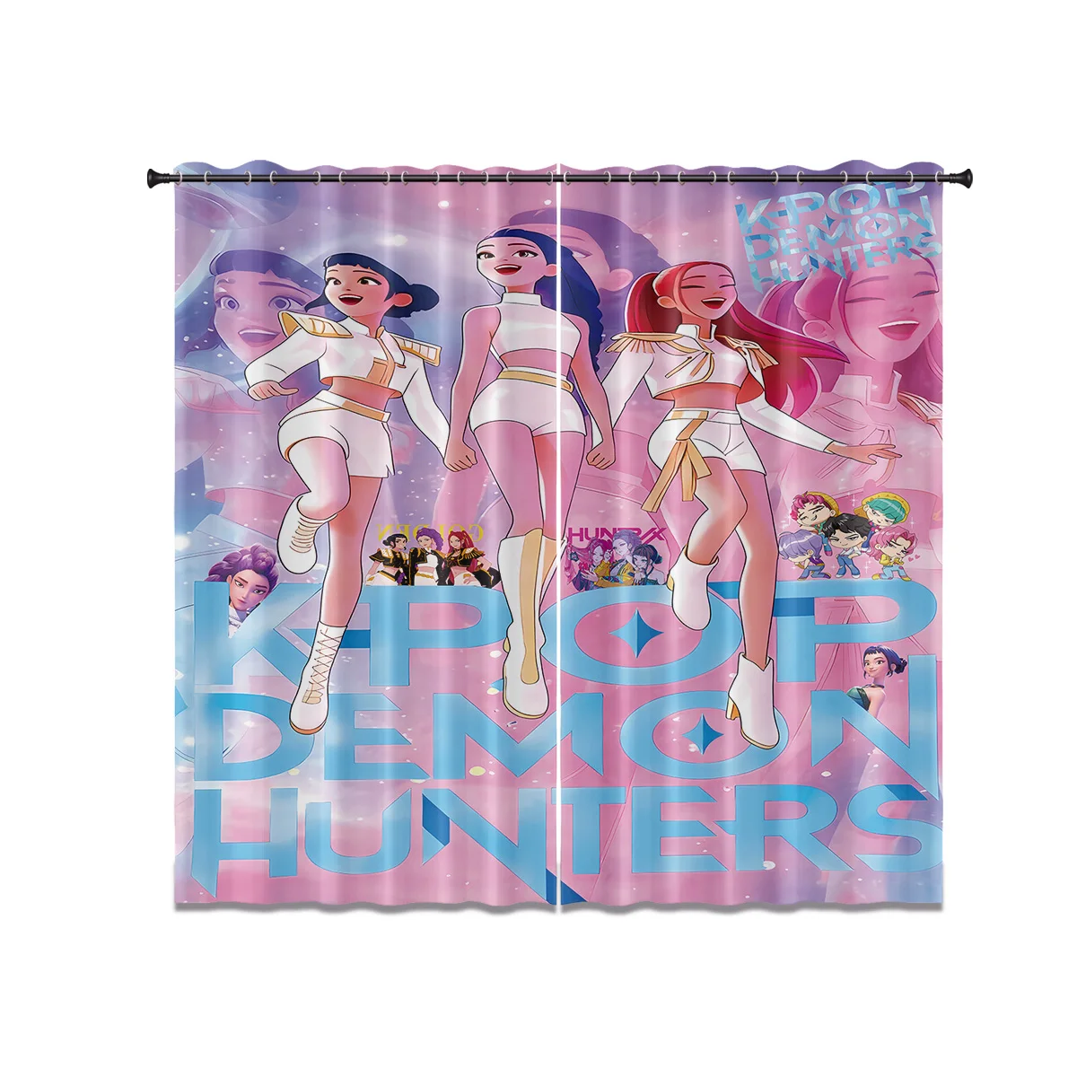 Rideaux occultants imprimés k-pop Demon Hunters, 2 pièces, isolation, plusieurs tailles, décoration de salon et de chambre à coucher, lavable en machine