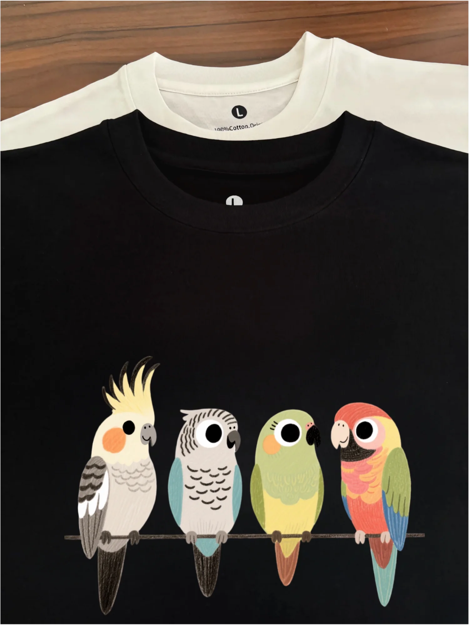 Pure Cotton Short Sleeve T-Shirt with Fun And Cute Parrot Print Breathable Casual Commute Shirt for Men And Women