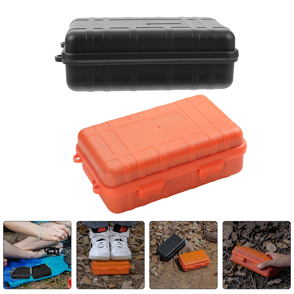 2 Pcs Outdoor Survival Box Hiking Gear Storage Utility Kit Container Waterproof Travel Cases Plastic