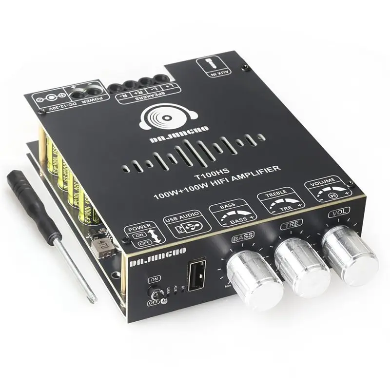 abkq-t100hs-パワーアンプボード-bluetooth52-tpa3221-チップ-20-チャンネル-100wx2、オーディオパワーアンプ