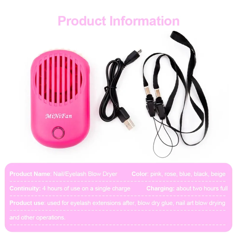 Nuovo strumento per l'estensione delle ciglia Mini USB Ventilatore Aria condizionata Ventilatore Colla Trucco Ciglia innestate Essiccatore dedicato
