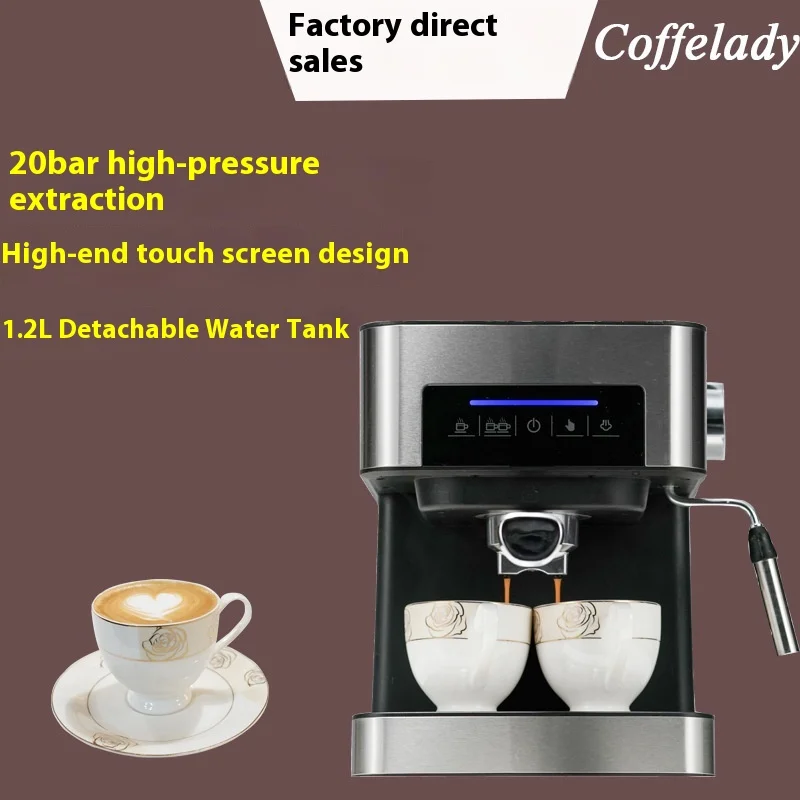 Coffelady Stainless Steel Touch Screen Espresso Machine Automatic 19 Bar Pump For Milk Foam Coffee Electric Household