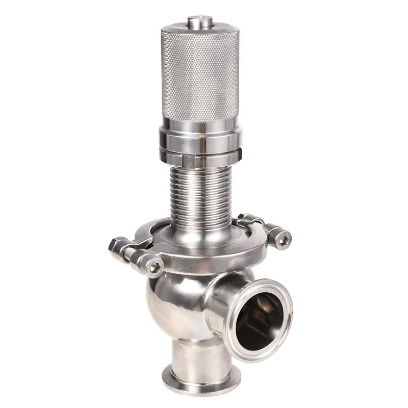 Sanitary Stainless Steel 304 316L 0.5-6Bar Adjustable Pressure Release Valve Food Grade Tri Clamp Manual Safety Valve