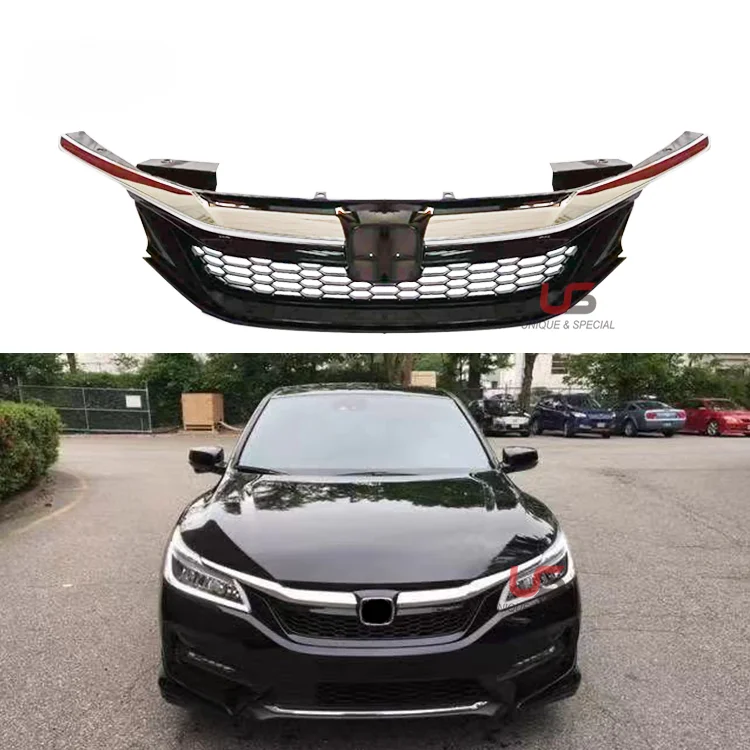 

High Quality Car Chrome Front Grille for 2016 2017 9th Honda Accord American sport Front Bumper upper grille