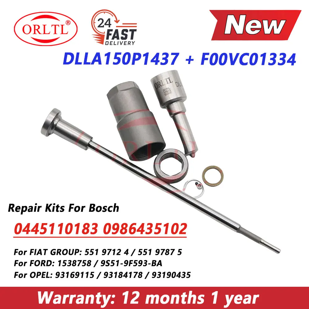 

0445110183 New Injector Repair Kits F00ZC99042 Nozzle DLLA150P1437 0433171889 Valve F00VC01334 for 0 445 110 183 0986435102