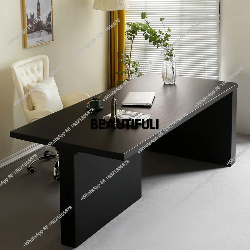 E182 Wooden Manager Executive Office Desk Storage Big Large Black Computer Desks Modern Luxury Escritorios De Computadora Furnit
