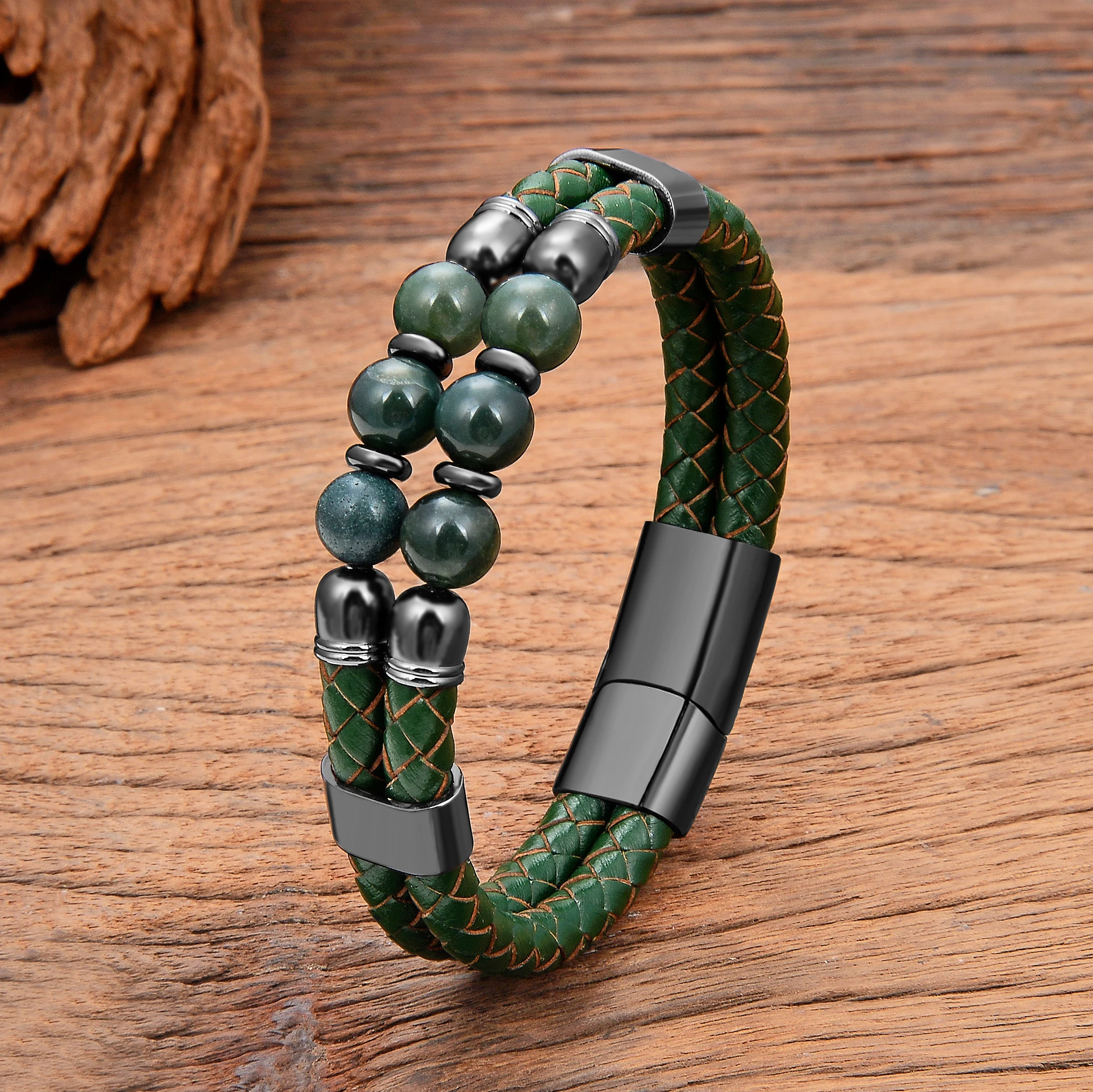 New in Natural Quartz Bracelet for Man Women Stainless Steel Buckle Tiger Eye Stone Beaded Premium Jewelry and Accessories