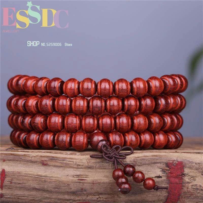 

Wholesale 10pcs Natural Zambian Lobular Rosewood Hand String Lantern Sandalwood Multi Circles Prayer 108 Beaded Bracelet