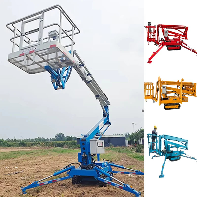 Customized All Terrain Spider Articulated Crawler Boom Lift Aerial Work Platform Tracked with Diesel Electric Power 10m Platform