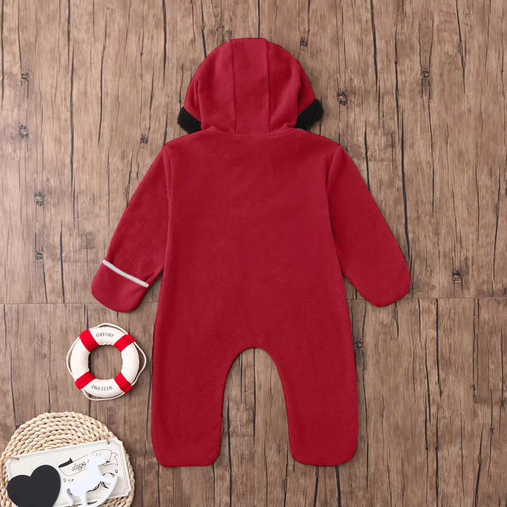 3 6 12 18 24 Months Winter Baby Romper Infant Boys Girs Jumpsuit Toddler Cartoon Ears Hooded Jumpsuit Zip Children\'s Clothes