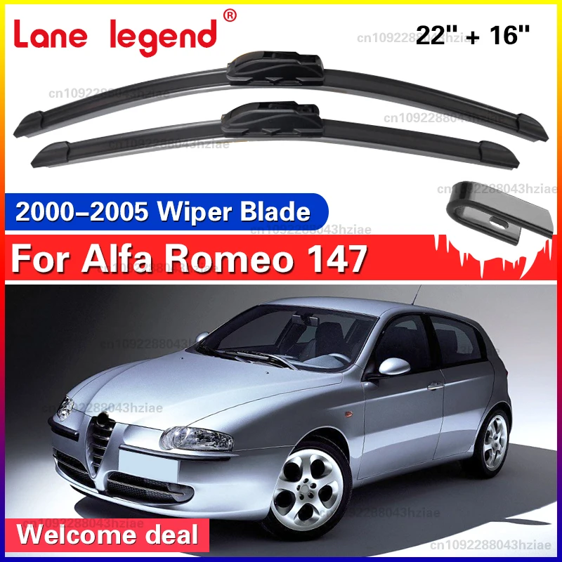 Scheibenwischer vorne Wischerblätter Set Kit für Alfa Romeo 147 2000–2005 Windschutzscheibe Windschutzscheibe Fensterbürsten 2001 2002 2003 2004 22 Zoll 16 Zoll