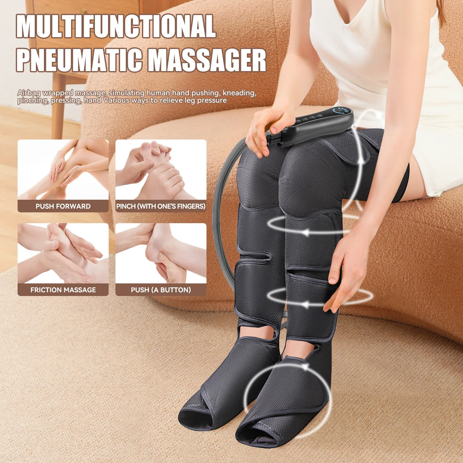 

Air Compression Leg Massager with Heat - Foot Calf Wrap Boots for Muscle Recovery, Circulation, Relaxation, Sports & Edema Reli