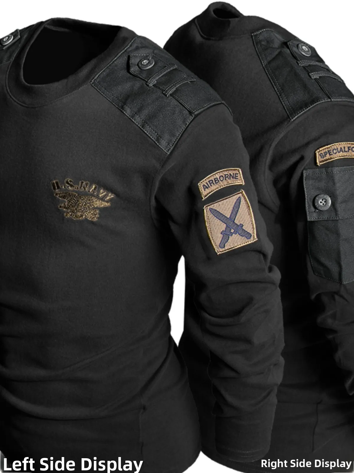 

Tactical American Sle Long Sve Cotton T-irt for Men Outdoor Camouflage Spring Autumn Heavyweight Pure Cotton Crew Ne