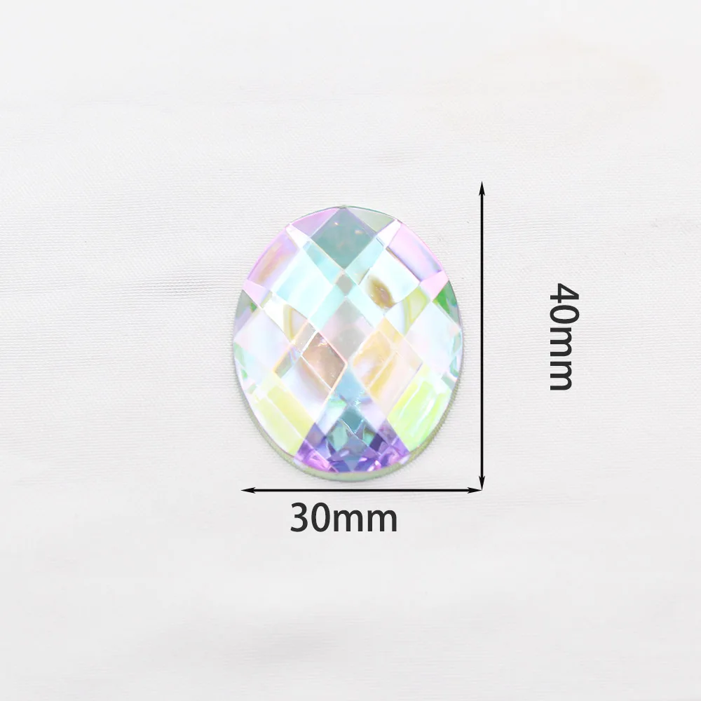 5pcsOFXSHIP Oval Acrylic Flat Bottom Rhinestone Crystal Porcelain Art Decorations Feathers Clock Rhinestone Stickers DIY Jewelry