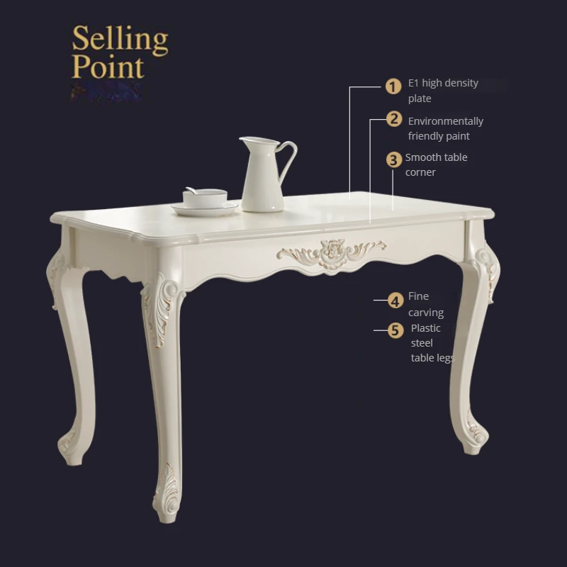 Modern Minimalist Dining Table European Carved Household Long Coffee Tables Luxury Rectangle Corner Tables Home Furniture