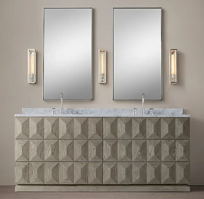 Italian minimalist solid wood bathroom cabinet, American RH furniture American rural retro kitchen