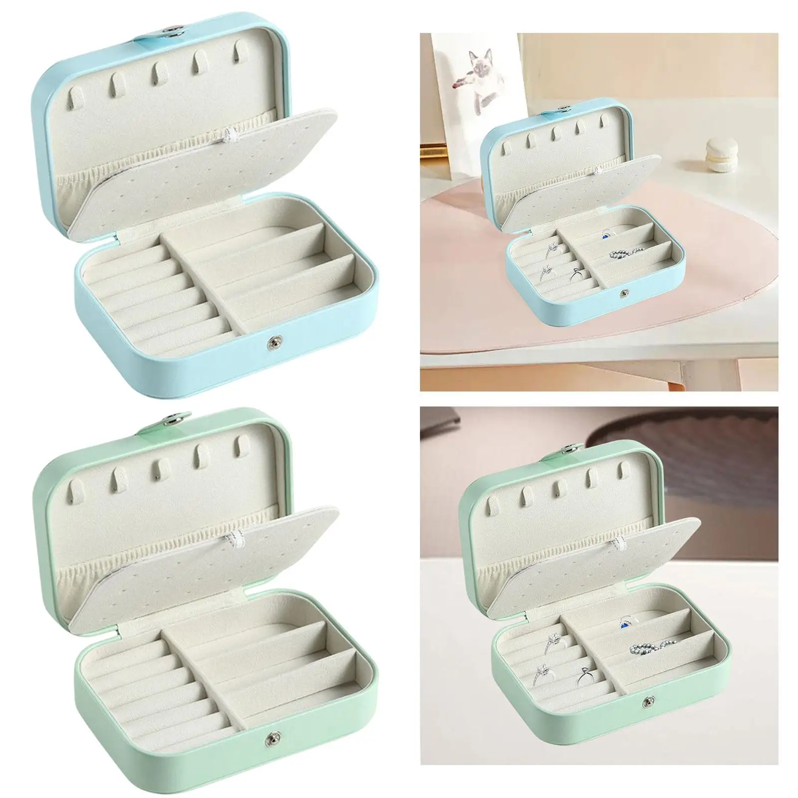 

Travel Jewelry Box PU Leather Soft Velvet Lined for Necklaces Girls Women