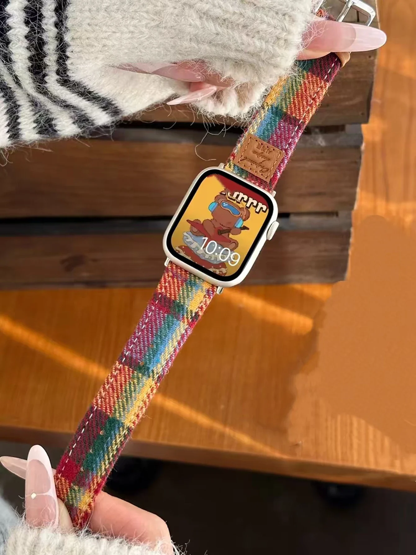 Nice Colorful Leather loop Cloth For Apple Watch band women Series Ultra 10/9/8/7 40mm 41mm 42mm 44mm 45mm 46mm Strap