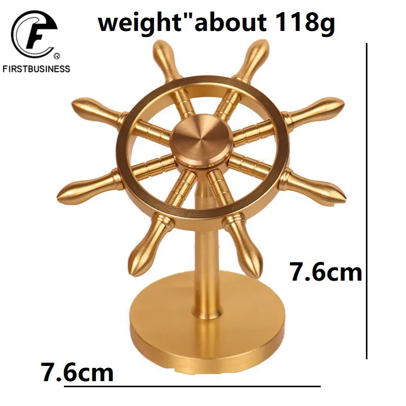 High Quality Brass Rudder Ornoment Rotary Toy Desktop Decoration Helmsman Ship Steering Wheel Metal Handicrafts Festival Gifts