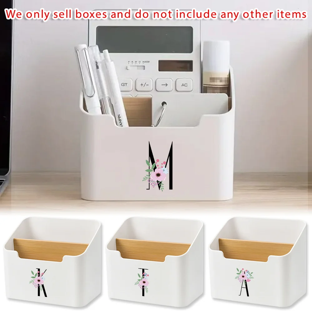 Interval Storage Case Durable Disassembled Desktop Organizer Multifunctional Box Stationery Flower And Black Letter Pattern