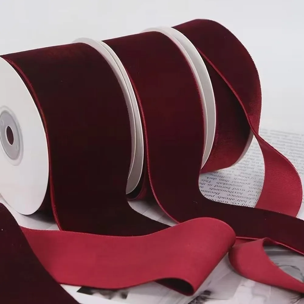 

New 5 Yards Velvet Ribbon 6/10/15/20/25/40mm Single-Sided Gift Wrapping Ribbon DIY Handmade Velour Ribbons Bow Flower Bouquet