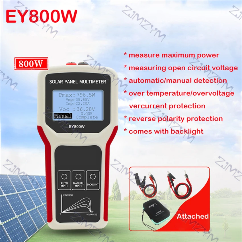 EL400B/ EY800W Panel fotowoltaiczny multimetr Auto/ręczne wykrywanie MPPT Panel słoneczny LCD MPPT Tester narzędzie do testowania napięcia