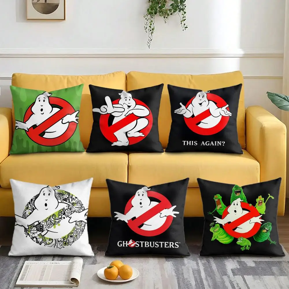 Movie G-Ghostbusters Flim Cushion Cover Soft Plush Fabric Double-Sided Printed Pillowcase for All Seasons Home Decor