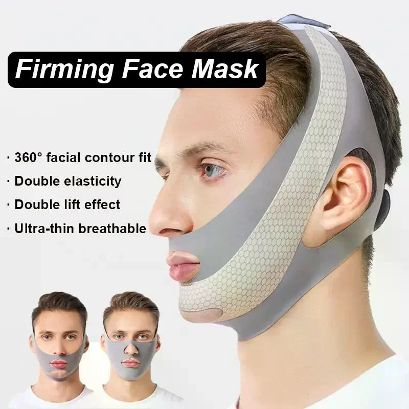 قناع الوجه للذقن المزدوجة، قناع الوجه الرقيق، ضمادة التخسيس، حزام العناية بالبشرة، شكل رفع يقلل من ترقق الوجه للرجال #1