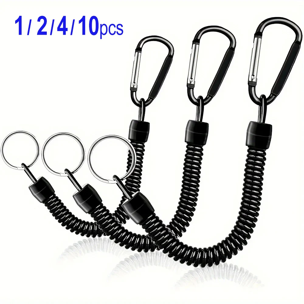 1~10 Piezas de Llaveros con Resorte en Espiral, Correa Retráctil para la Muñeca, Cuerda de Seguridad Extensible de 8.46 Pulgadas, Cuerda Antipérdida para Pesca con Mosquetón