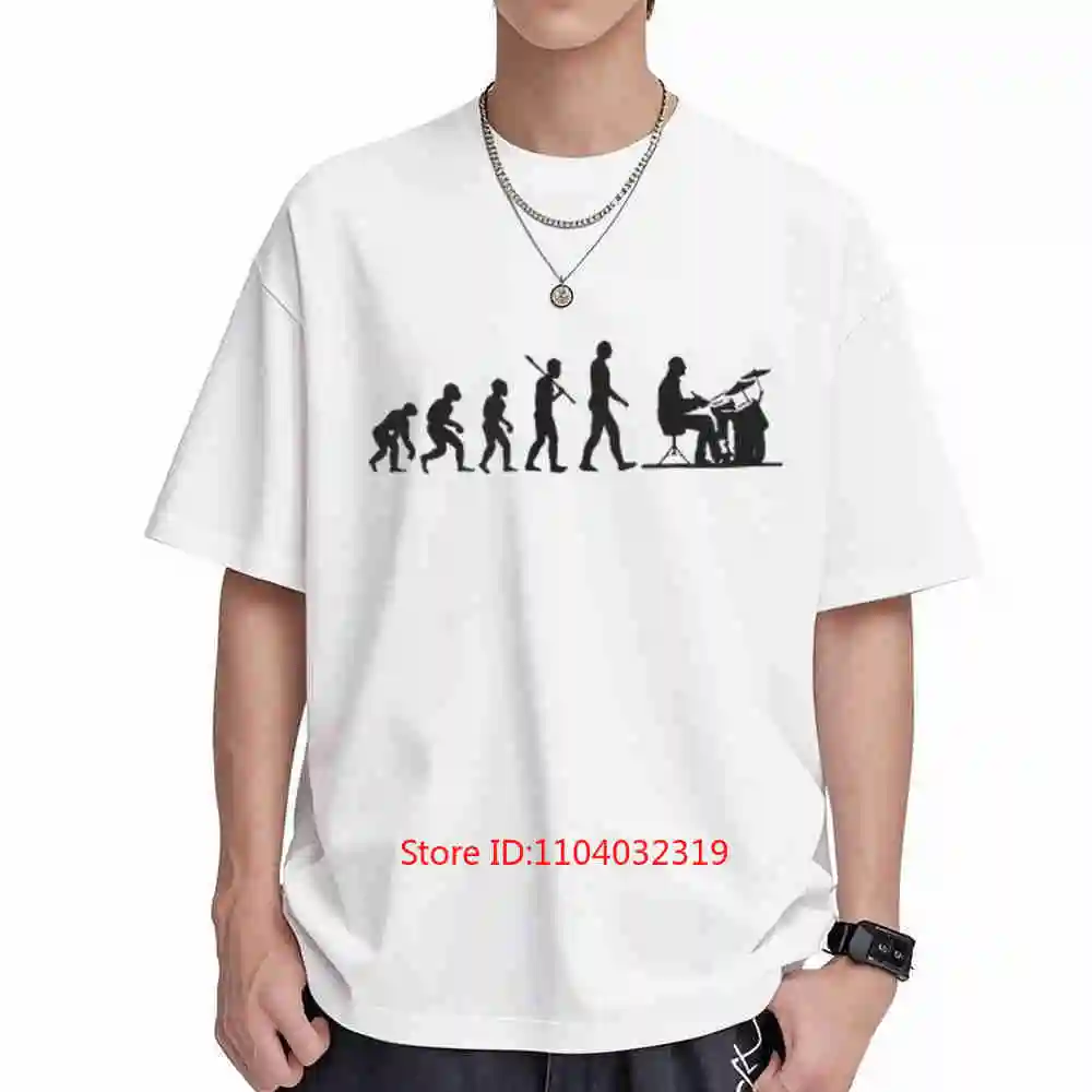 Drums Evolution Of Man Drummer Short Sleeve Tee 100% Cotton T-Shirt