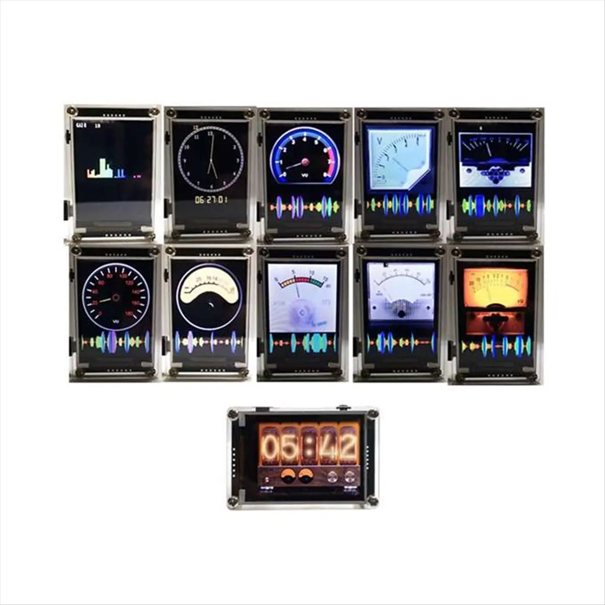ABAN Clock Music Spectrum VU Meter 2.4 Inch Analog Display Voice Control Digital Rhythm Analyzer