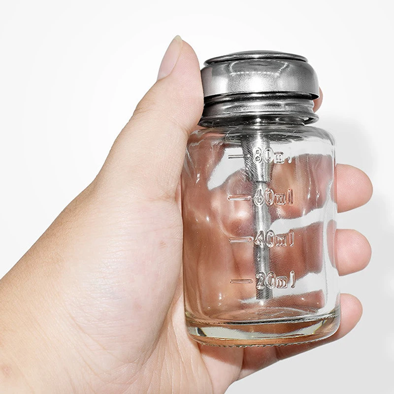 

Нажимной стеклянный пустой насос-дозатор для лака для ногтей, спиртовое средство для снятия макияжа, прозрачная многоразовая бутылка для хранения жидкого очищающего средства