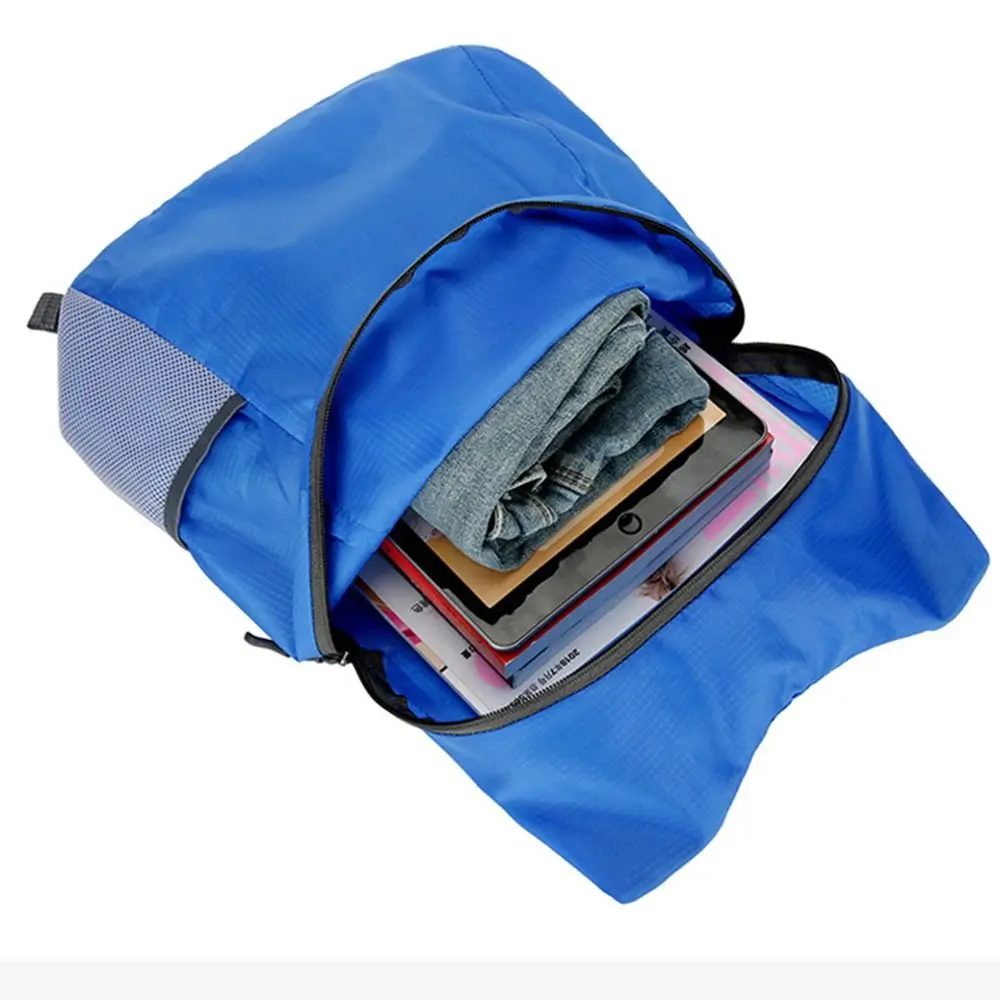 Casual with Drawstring Storage Bags Foldable Backpack Large Capacity Zipper Lightweight Nylon Bag Shoulders Bag School Bag Men