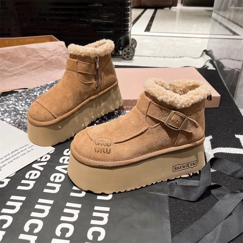 

2024 Boutique Winter Classic High-top Women's Boots Comfortable Thick-soled Women's Shoes Cotton Warm Solid Color Snow Boots