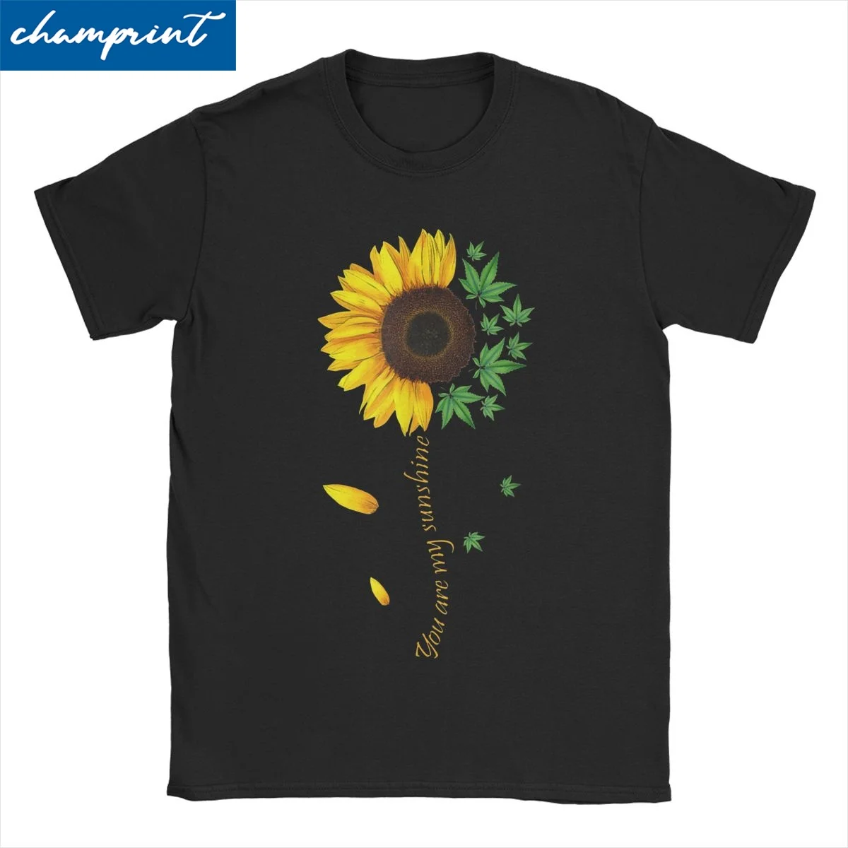 Men Women's Weed Sunflower T Shirt Marijuana 420 Pure Cotton Clothing Vintage Short Sleeve Crew Neck Tees Birthday Gift T-Shirt