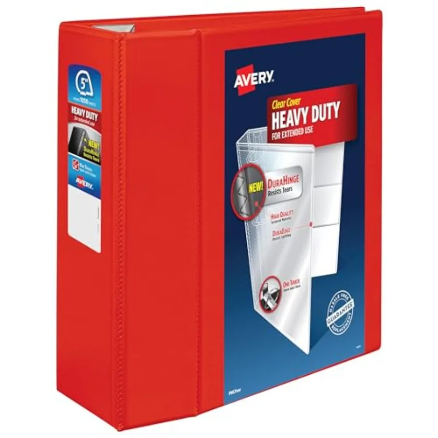 

Heavy-Duty View 3 Ring Binder 5 Inch EZD Rings Great for Portfolios Office School Notebooks and More 1 Red Binder 79327